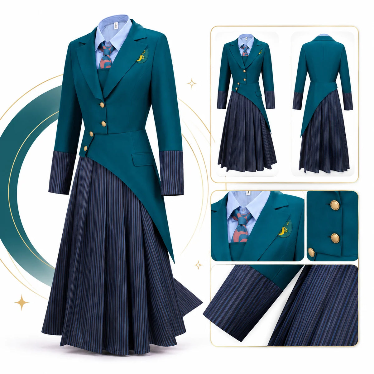 Witch Cosplay Costume for Women Glynda Elphaba School — product photo 2 of 6