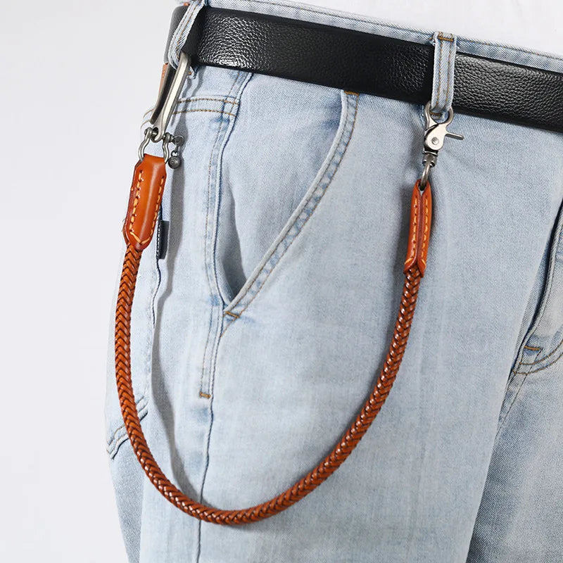 Hip Hop Keychain Waist Leather Biker Chain Brown — main product photo
