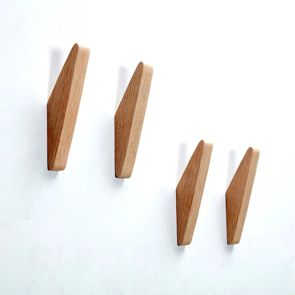 1/4pcs Natural Wood Clothes Hanger Wall Mounted Coat — product photo 2 of 6