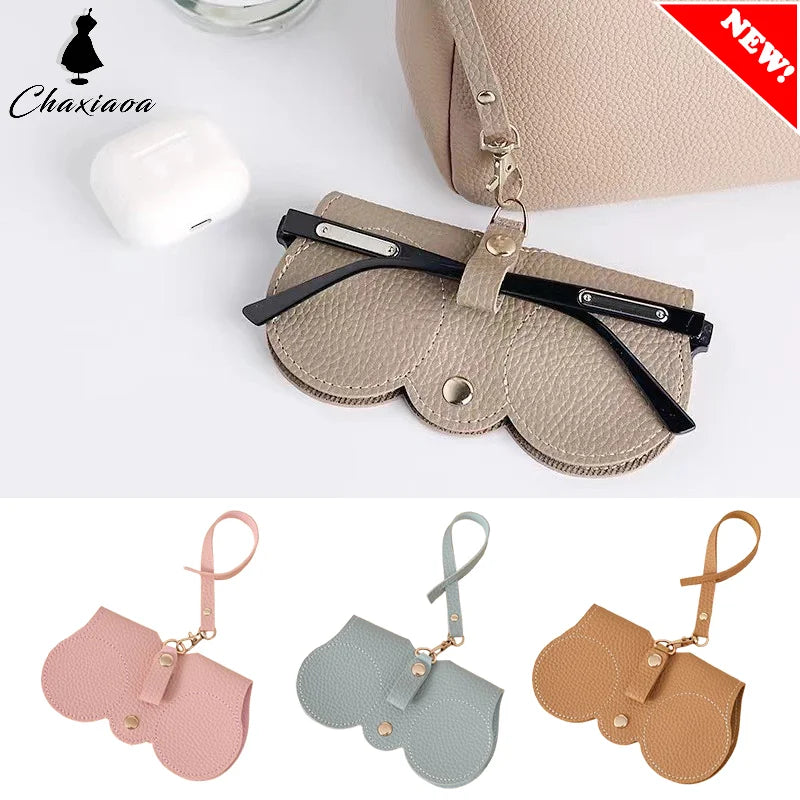 1pc Litchi Embossed Glasses Cover Hanging PU Leather — main product photo