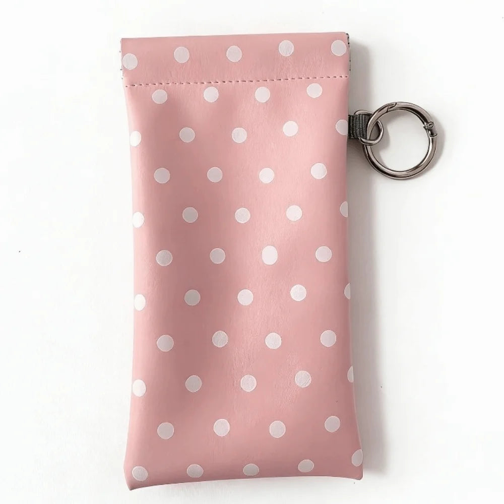 Polka Dot Eyeglass Bag Leather Automatic Closure Sunglasses — product photo 3 of 6