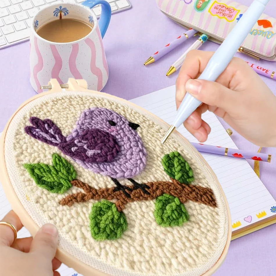GATYZTORY punch embroidery needle Yarn bird 20x20cm Embroidery — main product photo