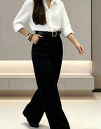 Women Black High Waist Wide Leg Suit Pants — product photo 5 of 5