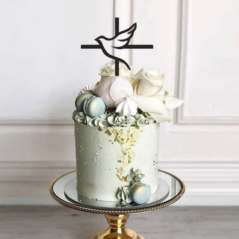 Ins Cross Christ Birthday Cake Topper Gold Acrylic — product photo 5 of 6