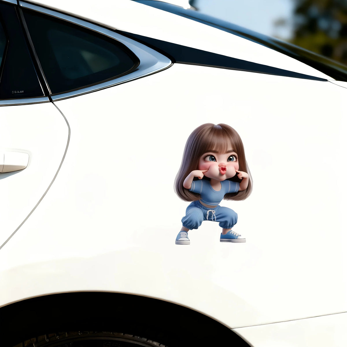 Cute Playful Girl 2D Flat Vinyl Sticker — product photo 3 of 6