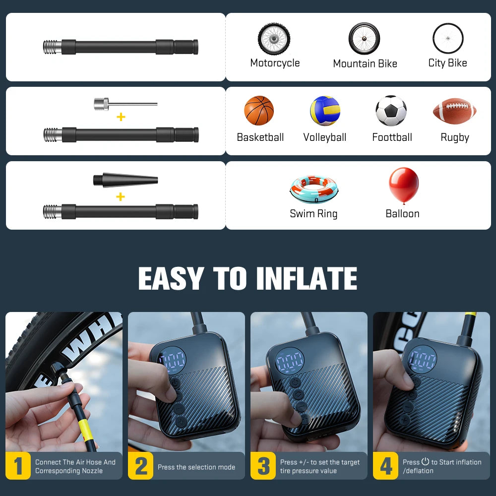 Carsun Rechargeable Mini Air Pump Portable Digital Gauge — product photo 6 of 6