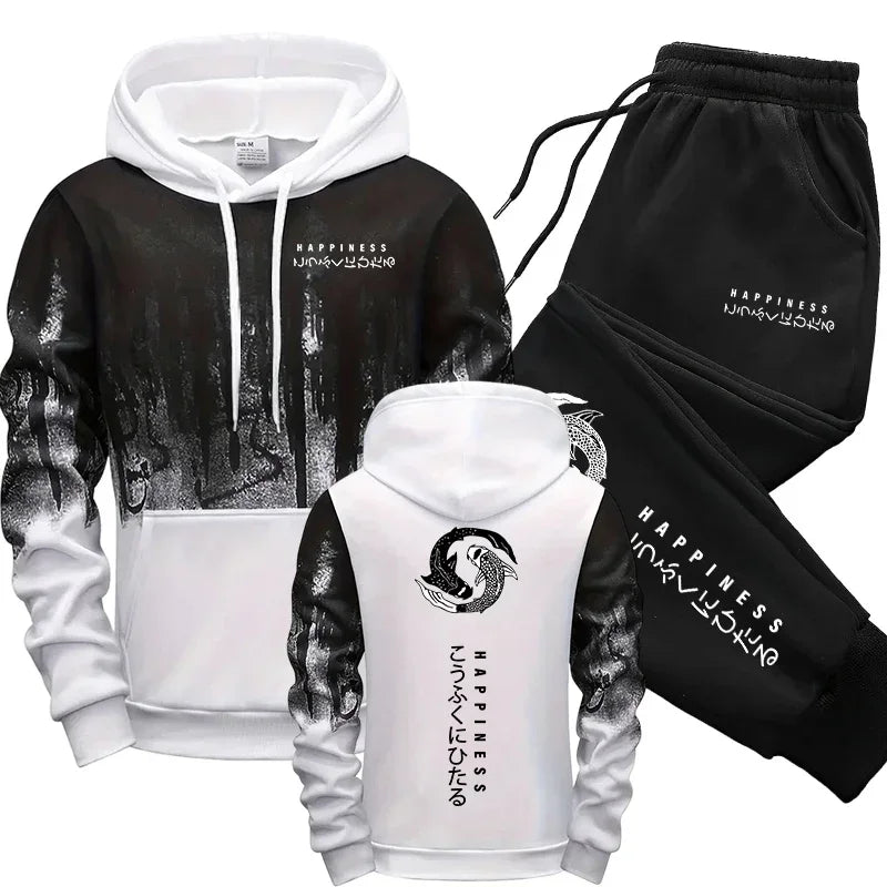 Japanese Fashion Men's Tracksuit Hoodies Sweatpants 2 Piece — product photo 2 of 6