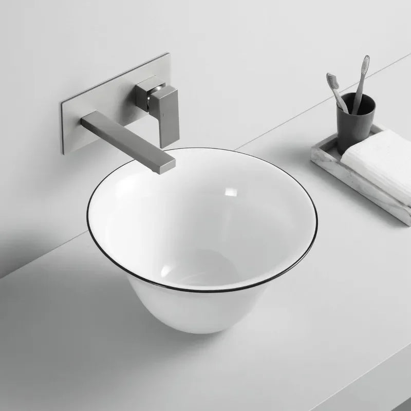 Nordic Style Ceramic Undermount Bathroom Sink Modern White — product photo 2 of 4