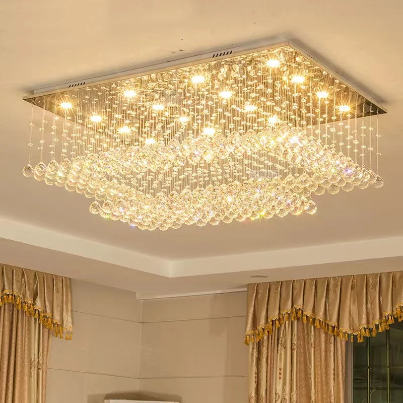 Led Crystal Ceiling Chandelier Rectangular Living Room Light — main product photo