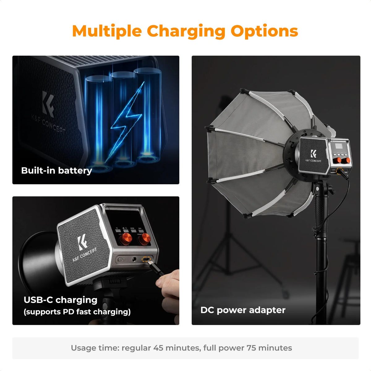 K&F CONCEPT PL-60B 5600K 60W COB Photography Light — product photo 3 of 6