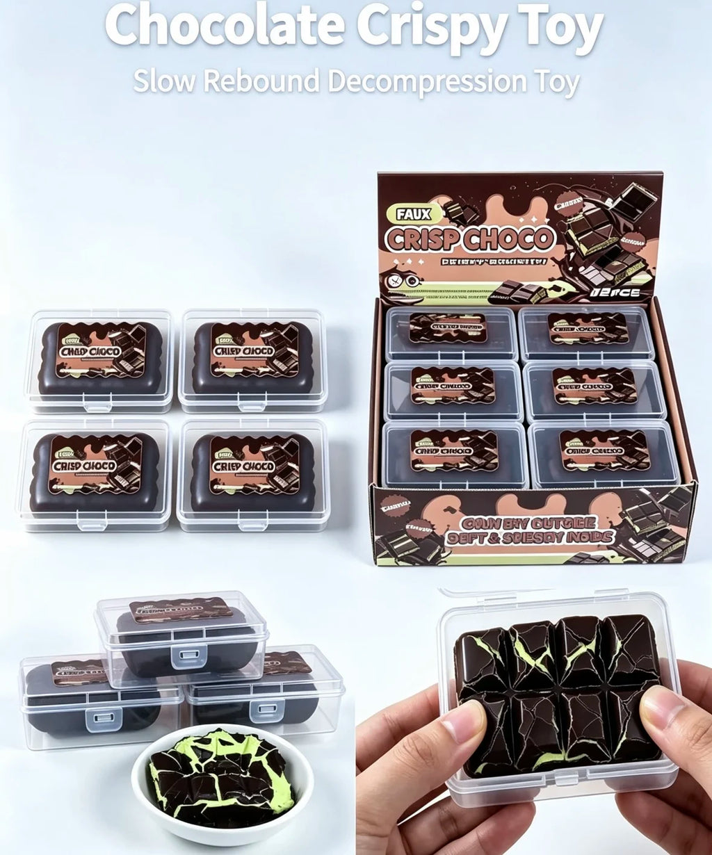 Crispy Squishy Toy Set｜Chocolate Donut Macaron Crunchy Stress — product photo 3 of 6