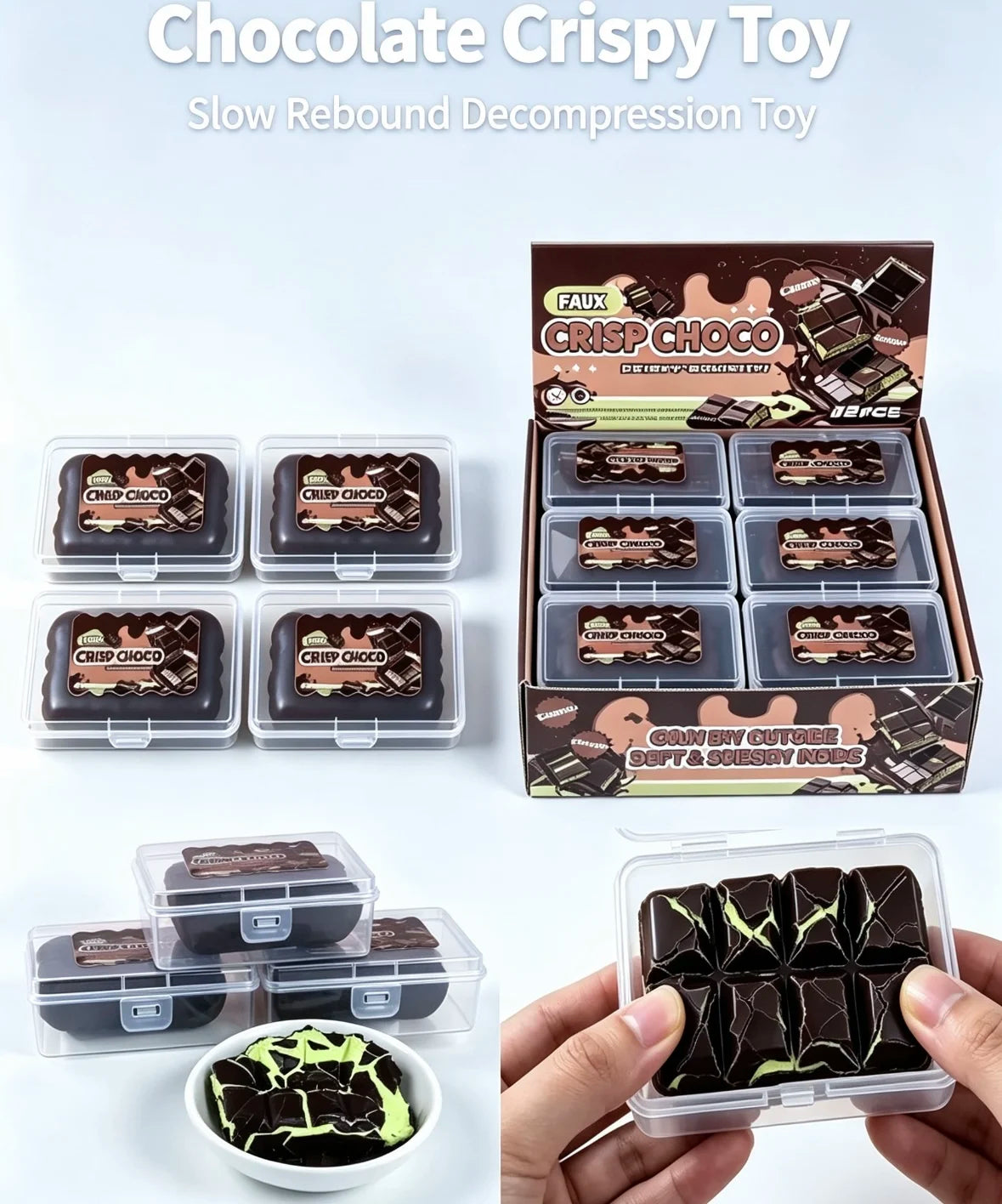 Crispy Squishy Toy Set｜Chocolate Donut Macaron Crunchy Stress — product photo 3 of 6