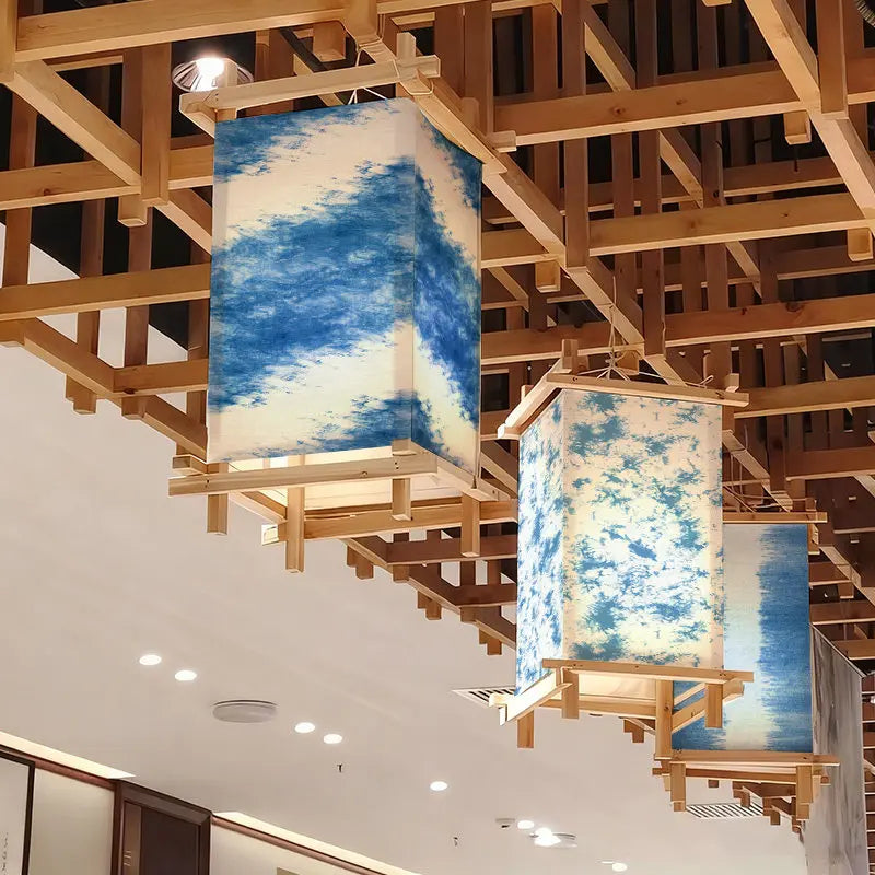 4pcs/set Outdoor Lantern Background Cloth Blue Indigo Dyed — product photo 3 of 6