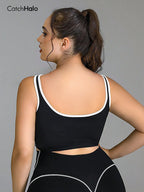 Women Plus Size Seamless Bralette Contrast Trim Ribbed — product photo 2 of 6