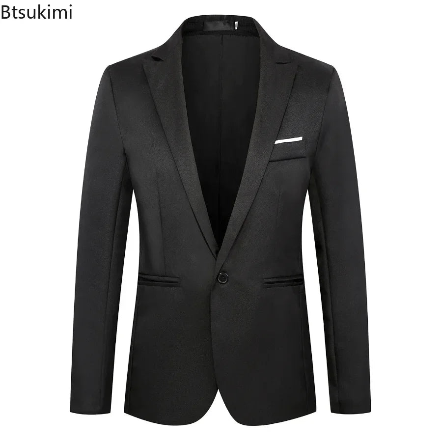 Men's Fashion Suit Jacket Elegant Gentleman Solid Slim — product photo 4 of 6