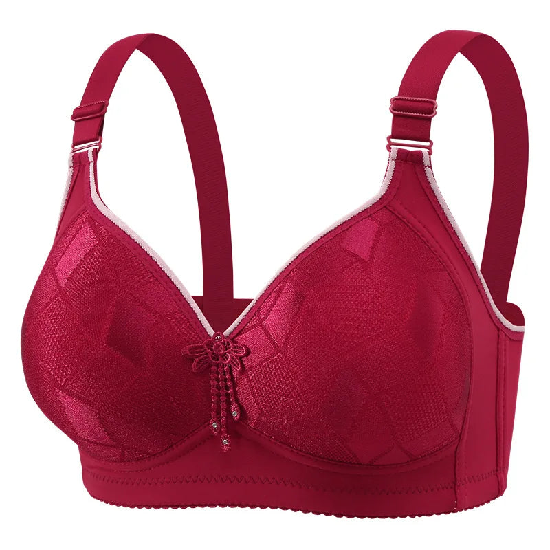 Smooth Plus-size Geometric Pattern Wireless Ladies' Solid Jacquard — product photo 4 of 6