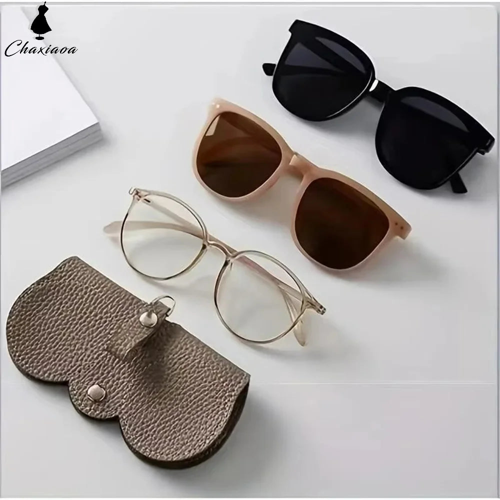 1pc Litchi Embossed Glasses Cover Hanging PU Leather — product photo 4 of 6