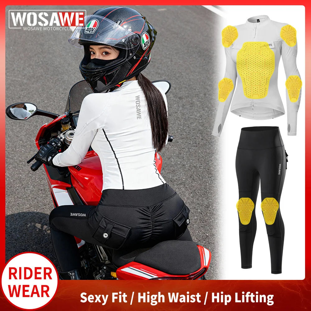 WOSAWE Women Motorcycle Jacket and Pants Suit with — main product photo