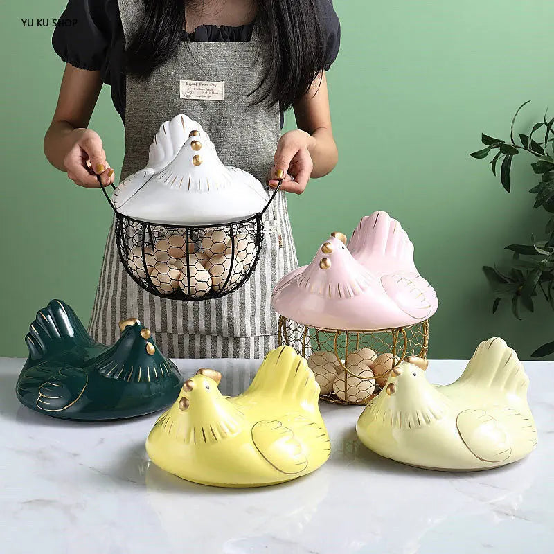 Iron Ceramic Simple Storage Basket Chicken Shape Porcelain — main product photo
