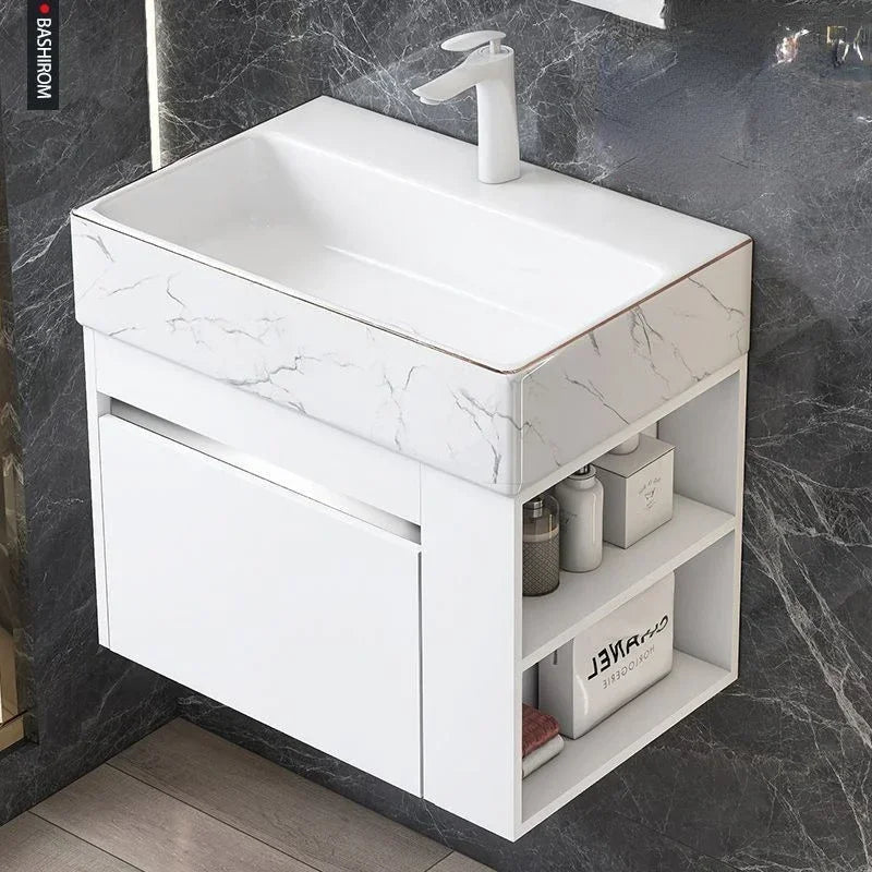 Minimalist Mini Bathroom Cabinet with Side Storage Ceramic — product photo 4 of 6