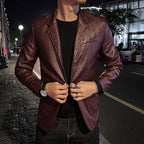 Men's Black PU Suit Jacket — product photo 5 of 5