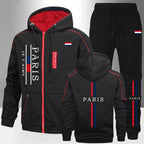 PARIS Pattern Zipper Hoodie Sweatpants Autumn Winter Casual — product photo 3 of 6