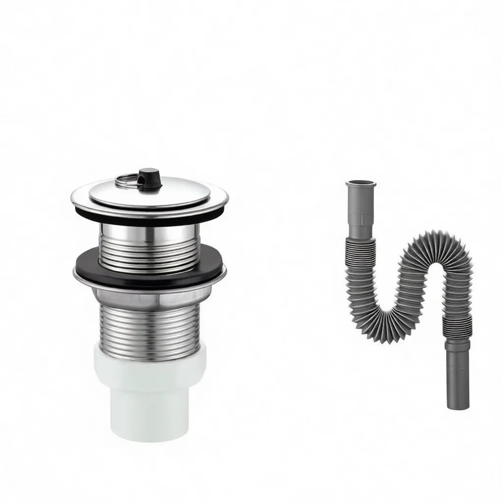 Stainless Steel Basin Drain Connector With Overflow Mop — product photo 6 of 6