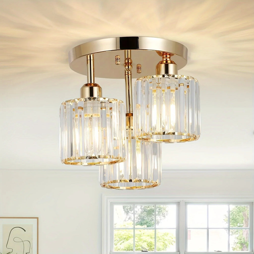 Modern Gold Luxury Crystal 3-ligh E27 chandelier Living — main product photo