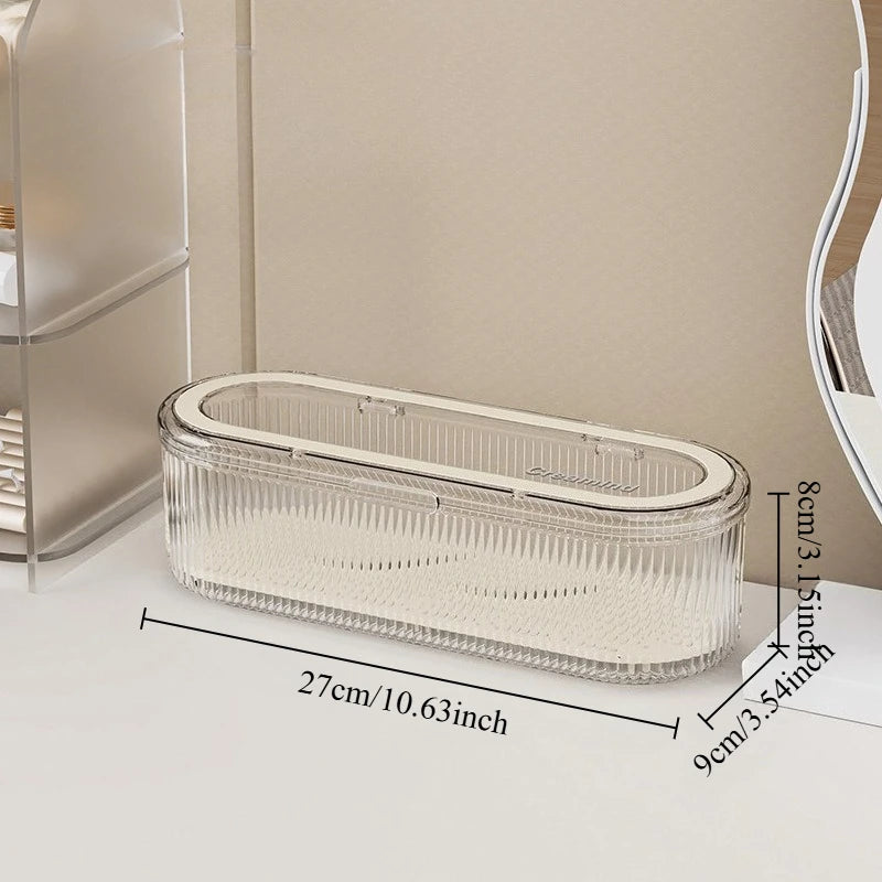 1pc Transparent Makeup Brush Organizer with Lid Cosmetic — product photo 3 of 6