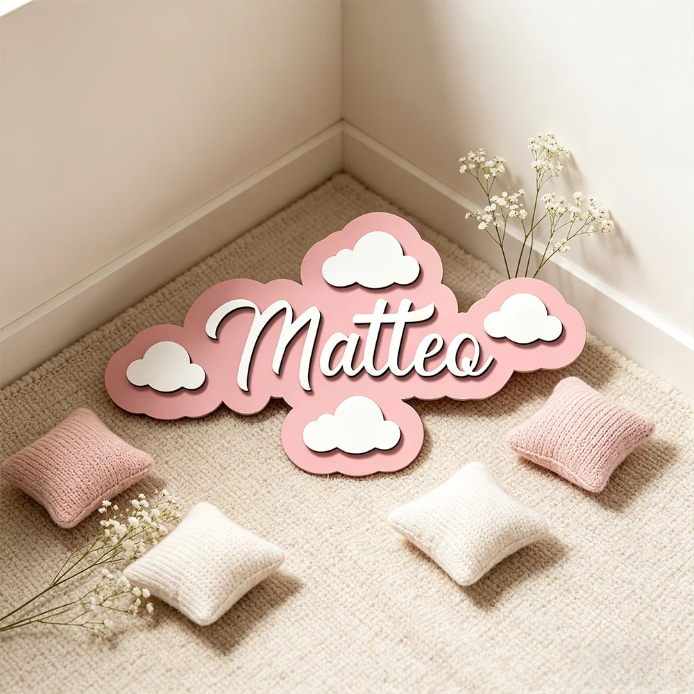1pc Cloud Shaped Wooden Name Tag — product photo 2 of 6
