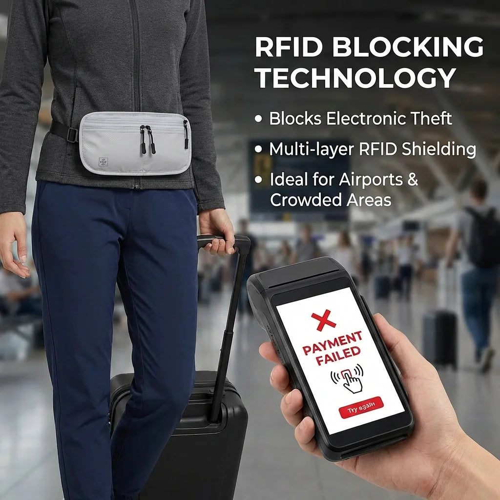 Premium RFID Blocking Travel Waist Pouch — product photo 3 of 6