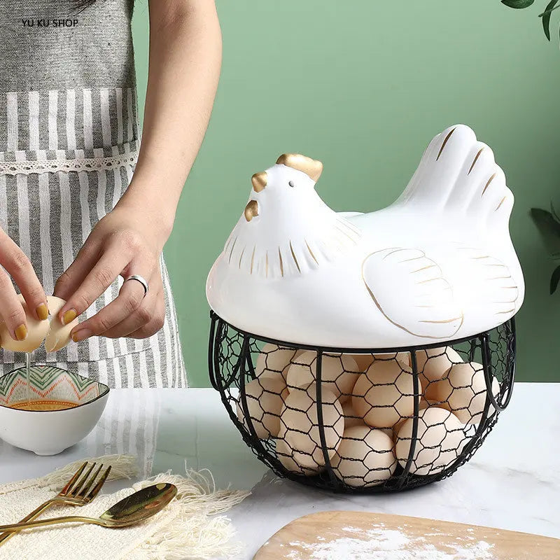Iron Ceramic Simple Storage Basket Chicken Shape Porcelain — product photo 3 of 6