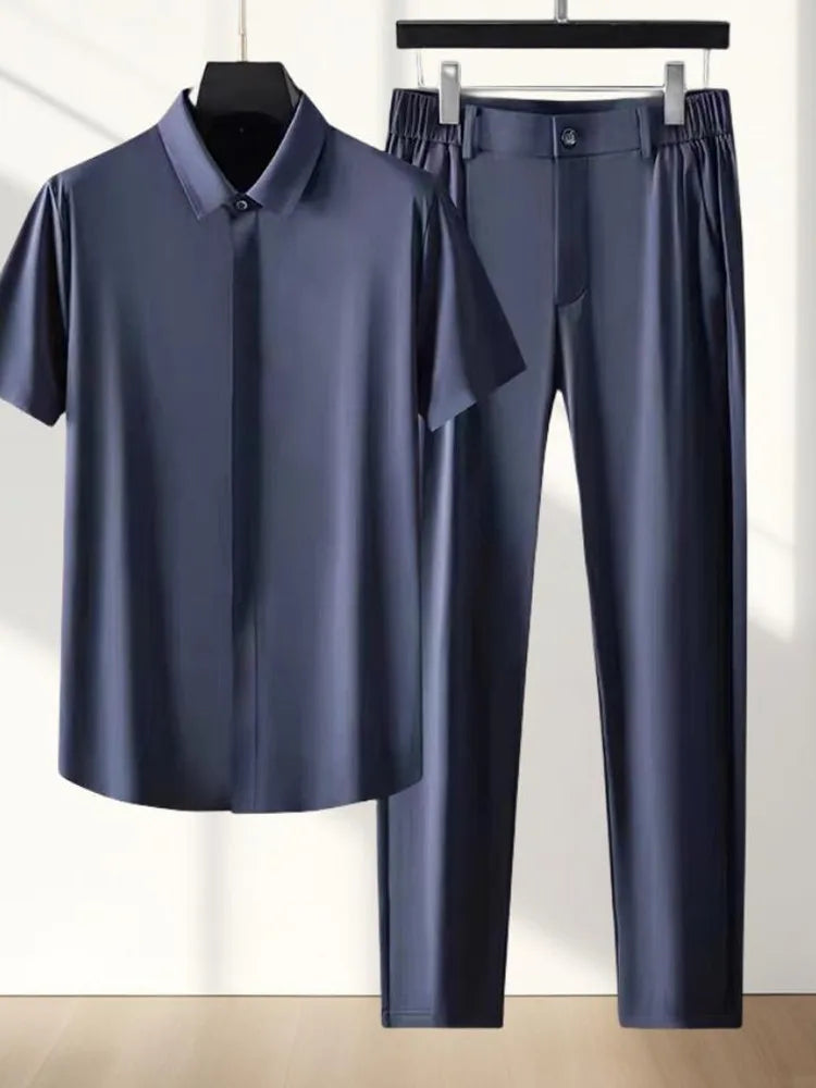 Summer New Fashion Ice Silk Sports Suit Men's — product photo 6 of 6