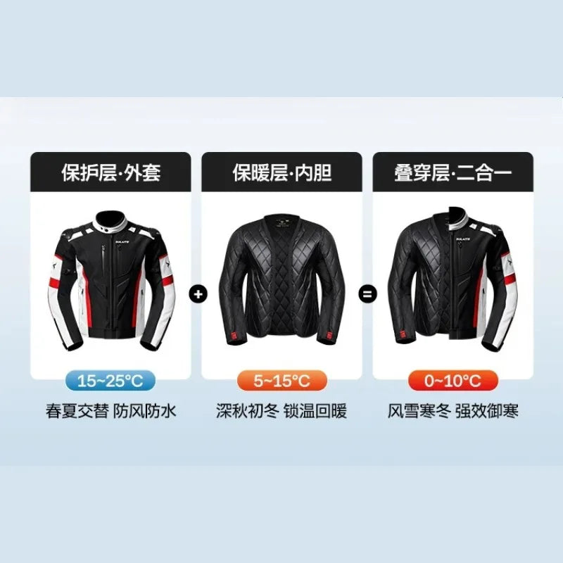 Motorcycle Jacket Pants Set Detachable Warm Liner Windproof — product photo 6 of 6