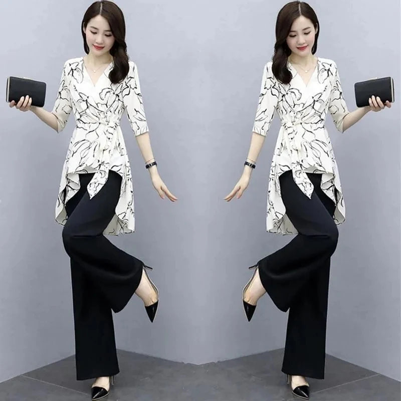 Elegant Print 2 Piece Set Women Outfits Summer — product photo 5 of 6