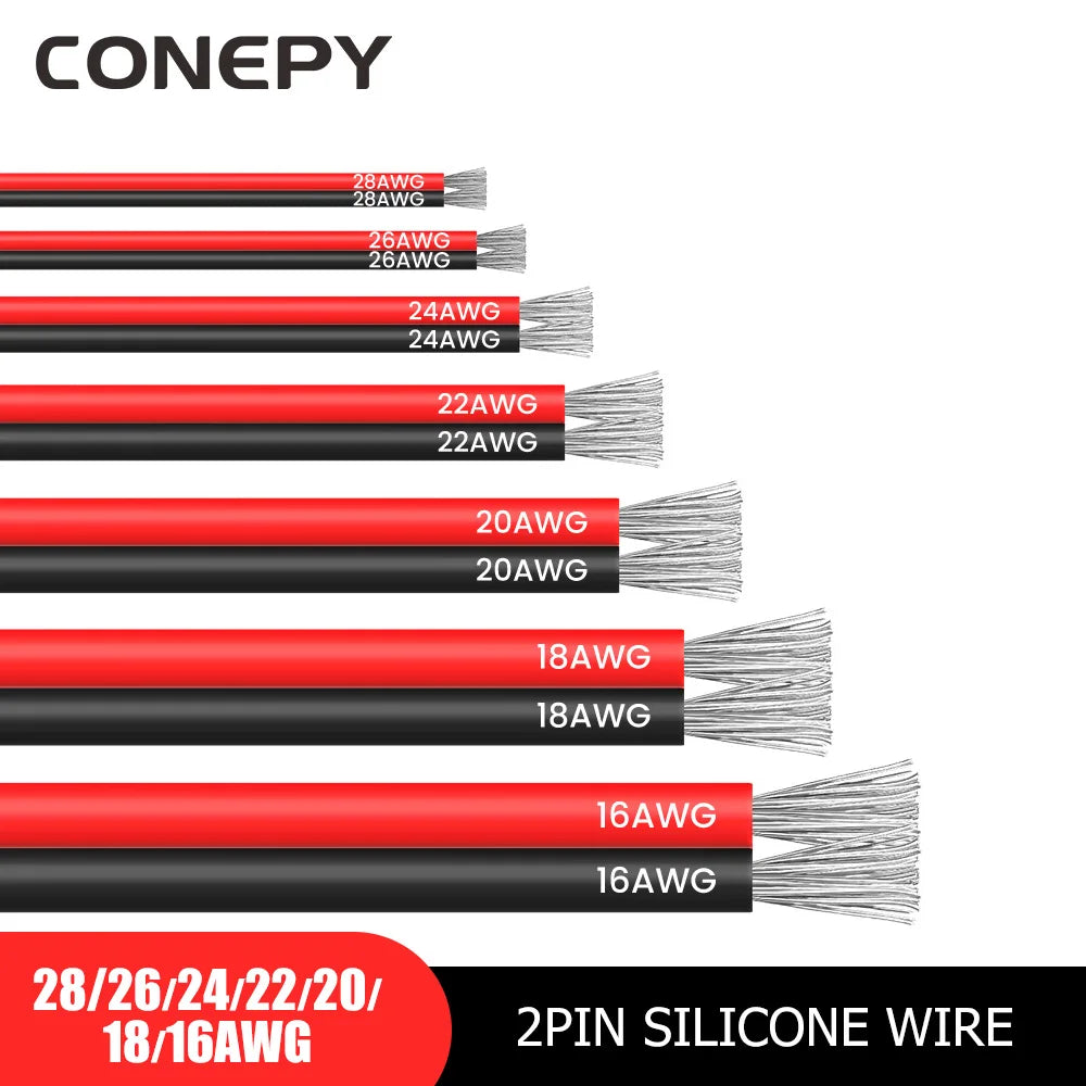 CONEPY 5M 2Pin Silicone Cable 16AWG 18AWG 20AWG — main product photo