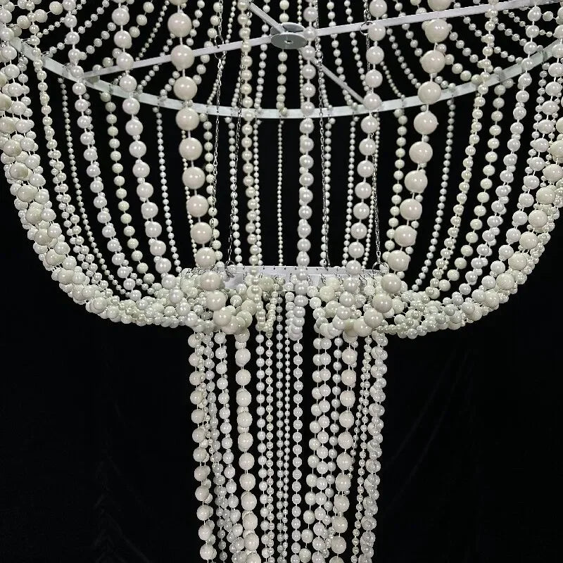 Korean Style Wedding Backdrop Acrylic Pearl Chandelier Ceiling — product photo 3 of 5