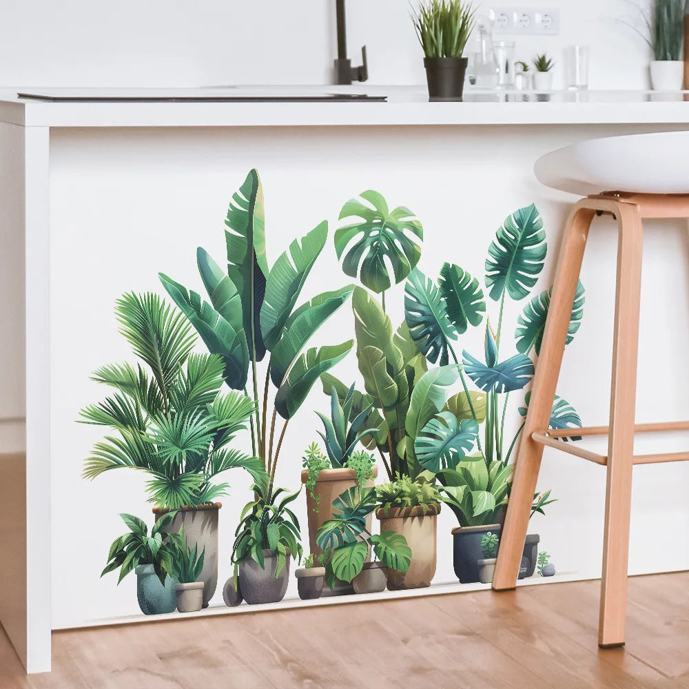 Tropical Potted Plant Wall Stickers for Living Room — product photo 2 of 6