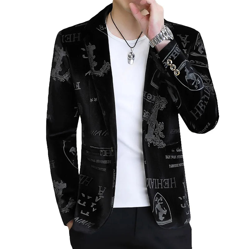 Brand Clothing Luxury Velvet Suit Jacket Men Fashion — product photo 5 of 6