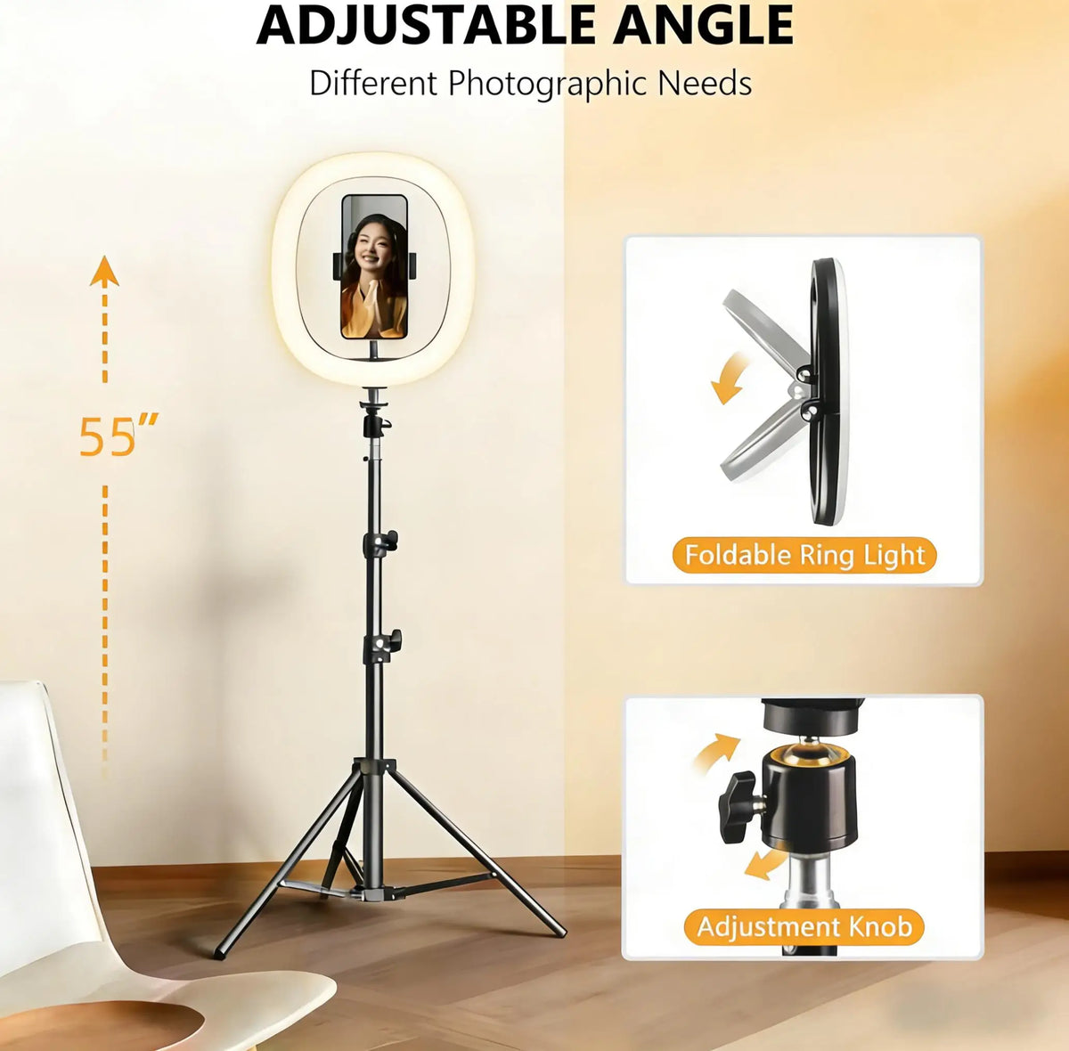 12-inch Foldable LED Ring Light With 110cm Tripod — product photo 2 of 6