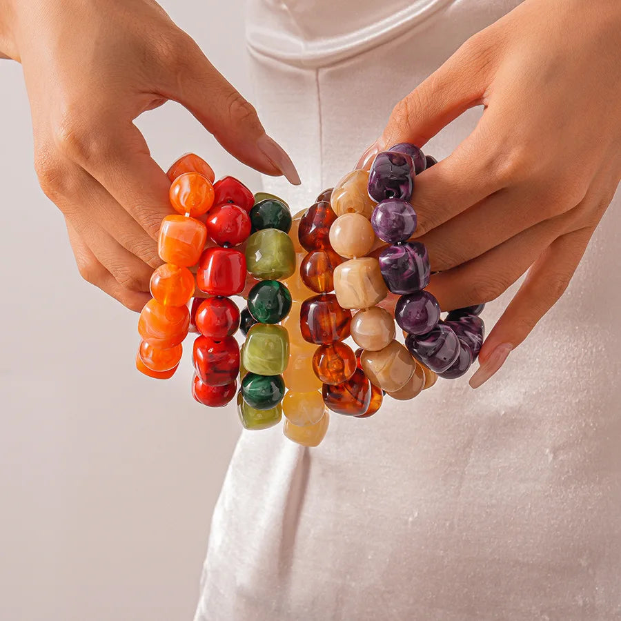 Acrylic Irregular Square Round Beaded Bracelet Bangle for — main product photo