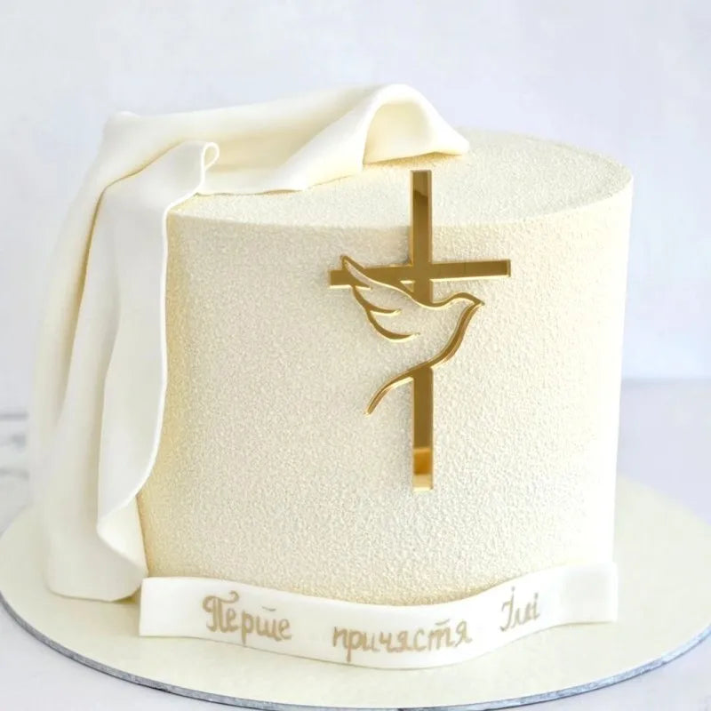 Ins Cross Christ Birthday Cake Topper Gold Acrylic — product photo 3 of 6