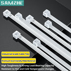 SAMZHE 100Pcs/200Pcs White Self Locking Nylon Industrial Cable — main product photo