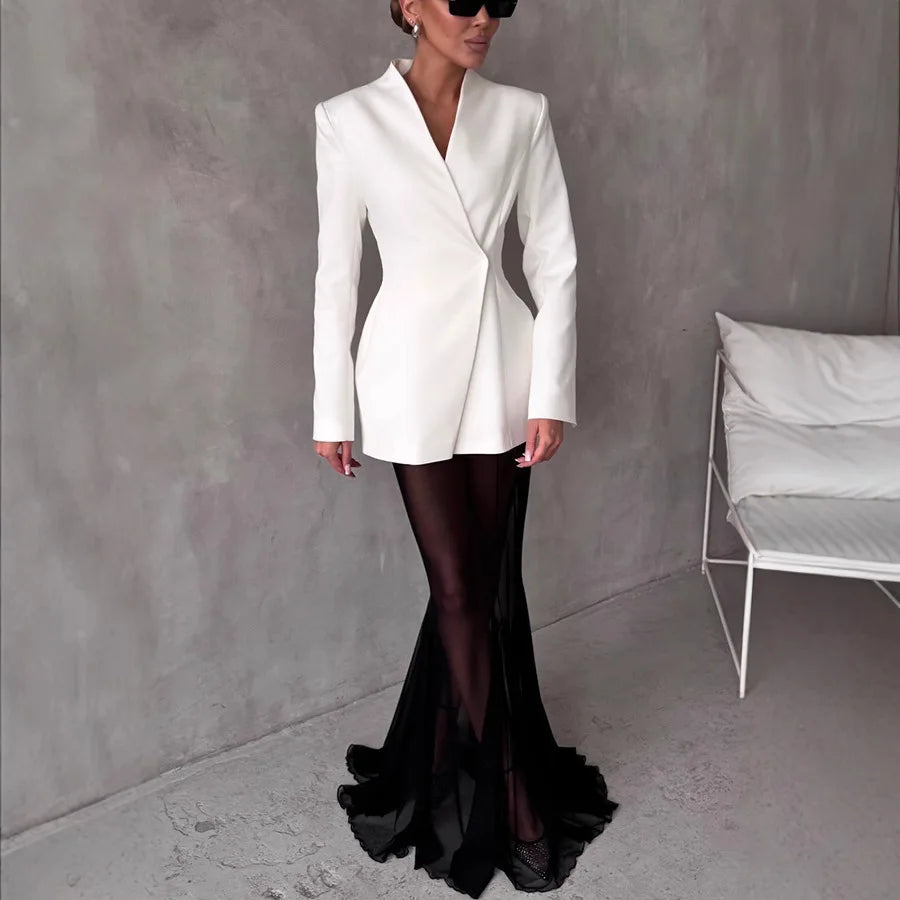 Women Suit Jacket Perspective Skirts Set 2025 New — product photo 4 of 5