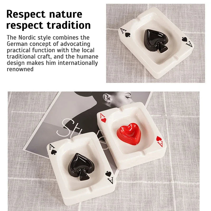 European Poker Ashtray Red Heart A Creative Porcelain — product photo 5 of 6