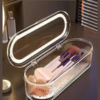 1pc Transparent Makeup Brush Organizer with Lid Cosmetic — main product photo