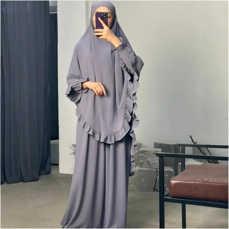 Eid Ramadan Abaya Khimar Set Muslim Women Prayer