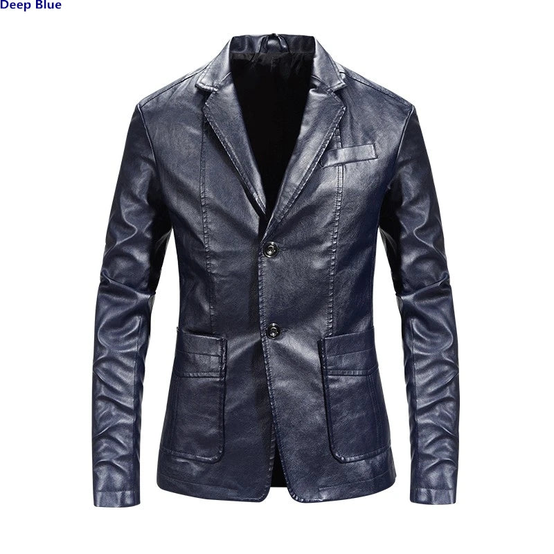 Men's Black PU Suit Jacket — product photo 4 of 5
