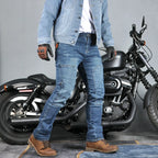 Motorcycle Jeans Men's Casual Workwear Stretch Retro Motorcycle — product photo 2 of 6