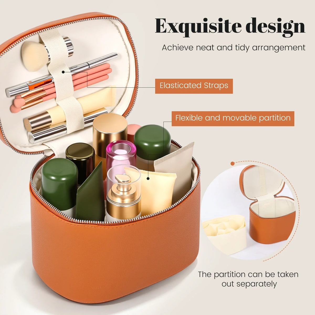 PU Leather Makeup Bag Large Capacity Portable Travel — product photo 3 of 6